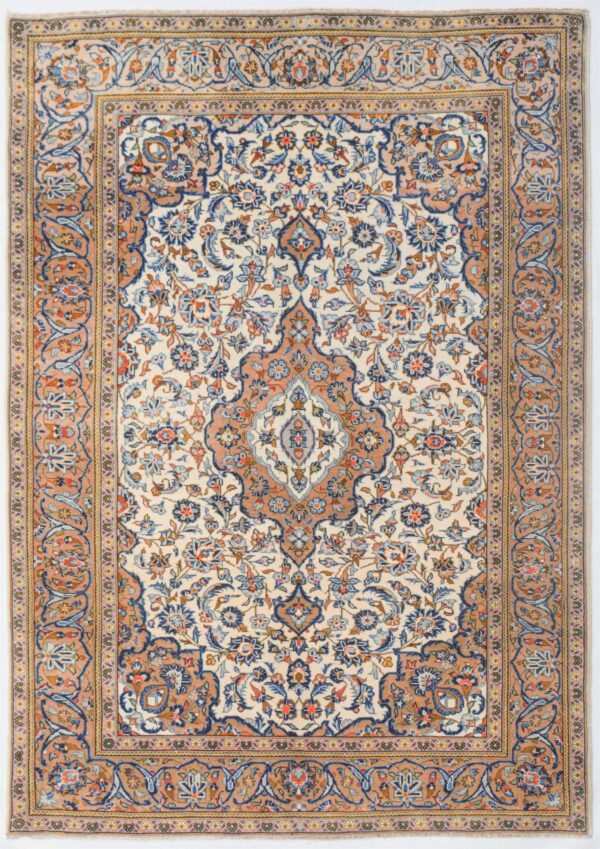 Vintage Persian Rug SBR008 - Central Medallion & Floral Design - 4.11x7.5